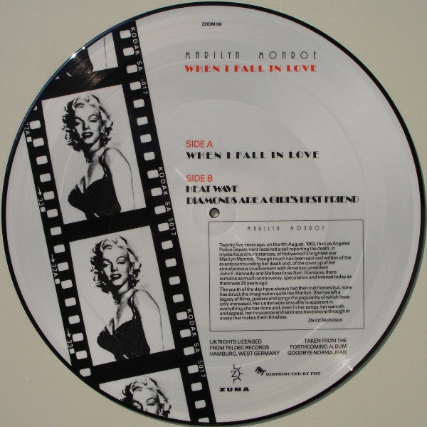 Marilyn Monroe : When I Fall In Love (12", Pic)