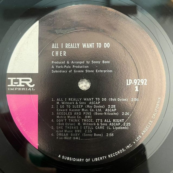 Chér* : All I Really Want To Do (LP, Album, Mono)
