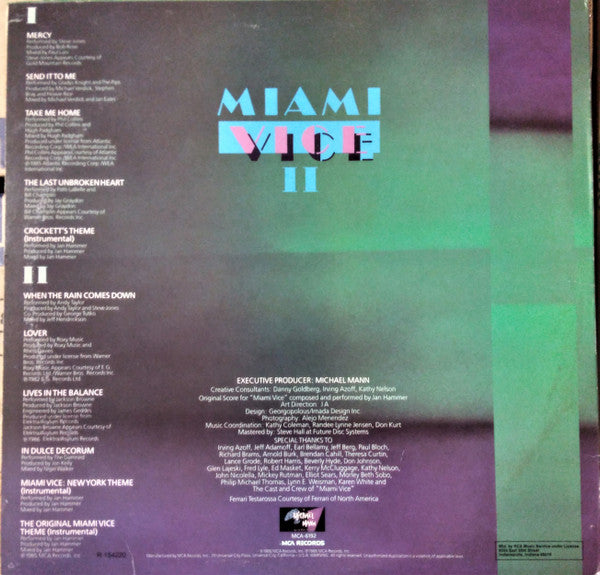 Various : Miami Vice II (New Music From The Television Series, "Miami Vice") (LP, Album, Comp)