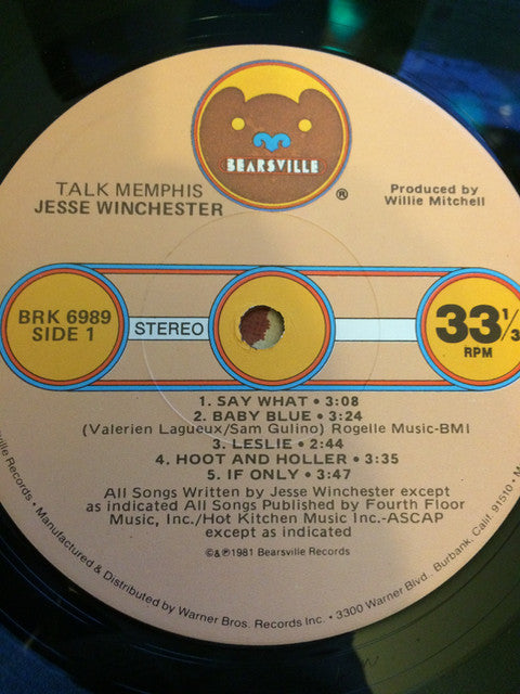 Jesse Winchester : Talk Memphis (LP, Album, LA )