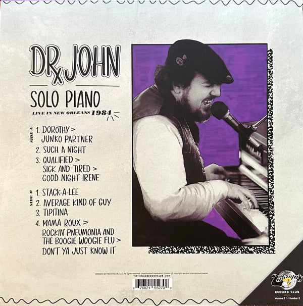Dr. John : Solo Piano/Live in New Orleans 1984 (LP, Album, Club, Ltd, Pur)