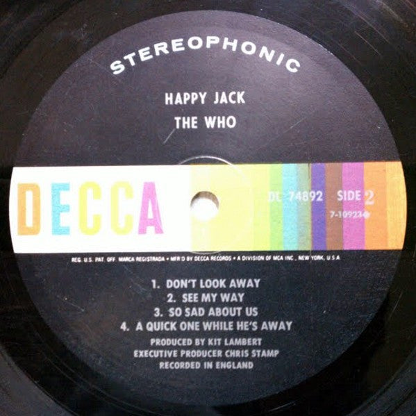 The Who : Happy Jack (LP, Album, Pin)