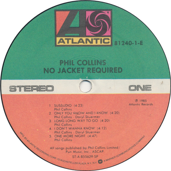 Phil Collins : No Jacket Required (LP, Album, SP )