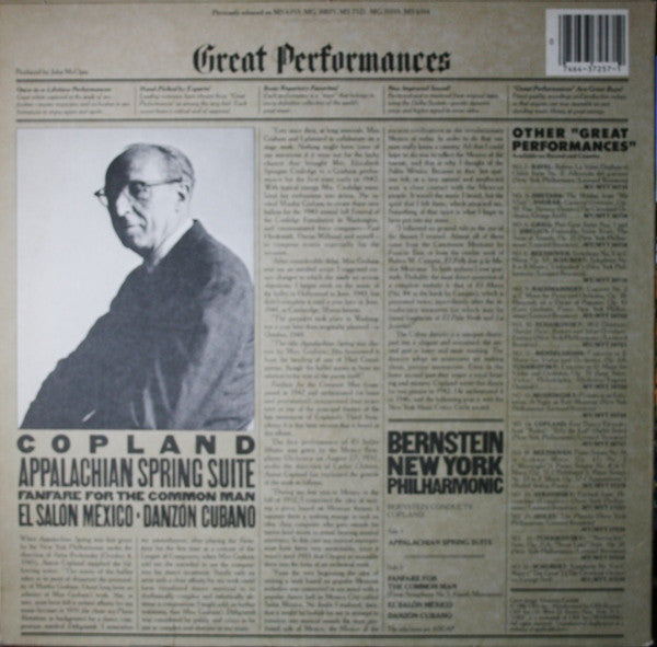 Aaron Copland, Leonard Bernstein : Appalachian Spring Suite / Fanfare For The Common Man / El Salón México / Danzón Cubano (LP, Comp)