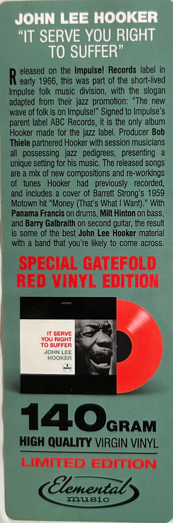 John Lee Hooker : It Serve You Right To Suffer (LP, Ltd, RE, Gat)