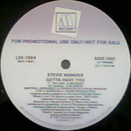 Stevie Wonder : Gotta Have You (12", Single, Promo)