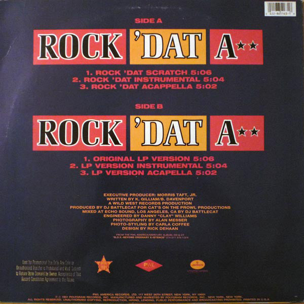 B.O.X. : Rock 'Dat A** (12", Single, Promo, 49)
