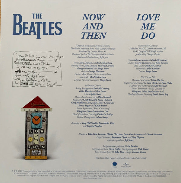The Beatles : Now And Then (7", Single, Cry)