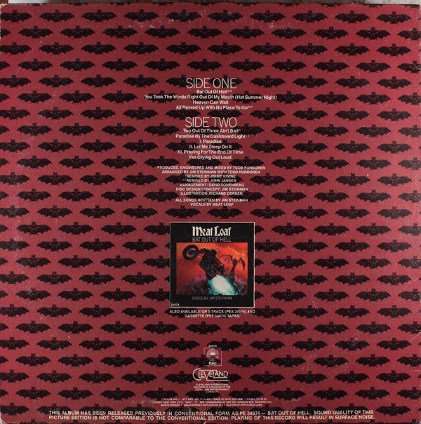 Meat Loaf : Bat Out Of Hell (LP, Album, Ltd, Pic)