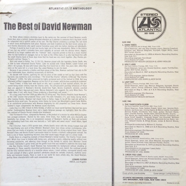 David "Fathead" Newman : The Best Of (LP, Comp, PR)