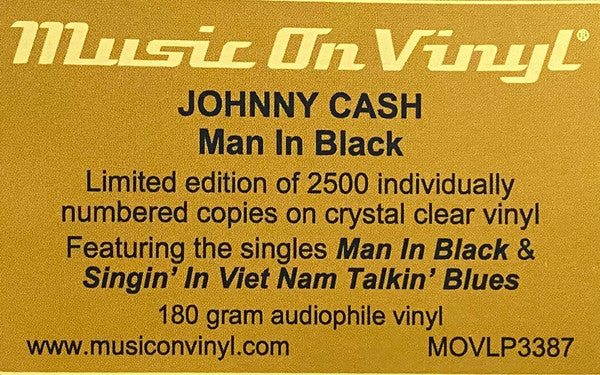 Johnny Cash : Man In Black (LP, Album, Ltd, RE, Cry)