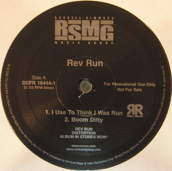 Rev Run* : I Used To Think I Was Run (12", EP, Promo)