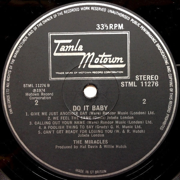 The Miracles : Do It Baby (LP, Album)