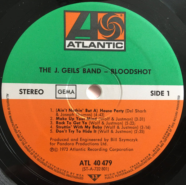The J. Geils Band : Bloodshot (LP, Album)