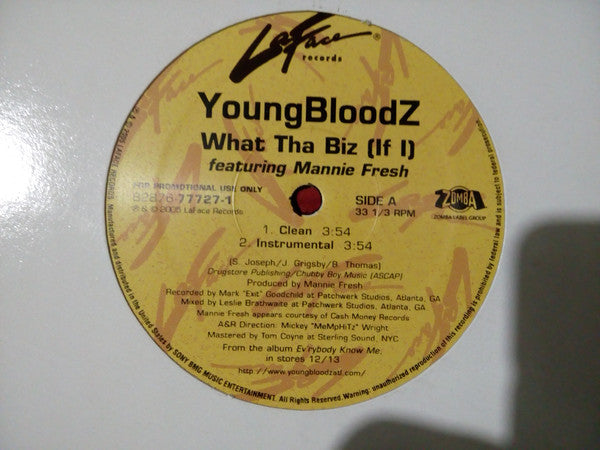 YoungBloodZ feat. Mannie Fresh : What Tha Biz (If I) (12", Single, Promo)