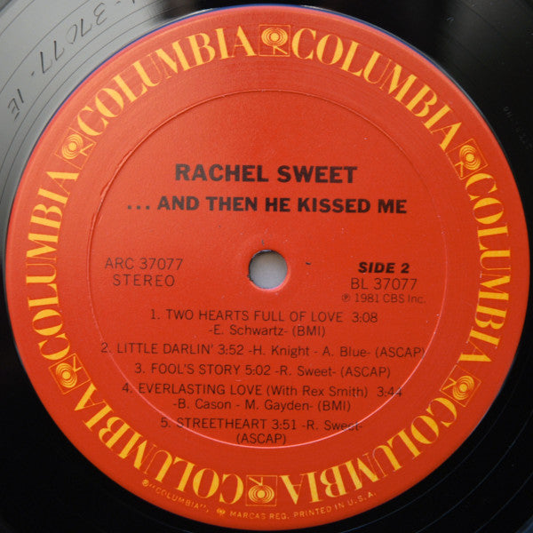 Rachel Sweet : ...And Then He Kissed Me (LP, Album, San)