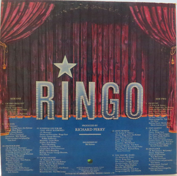 Ringo Starr : Ringo (LP, Album, Gat)