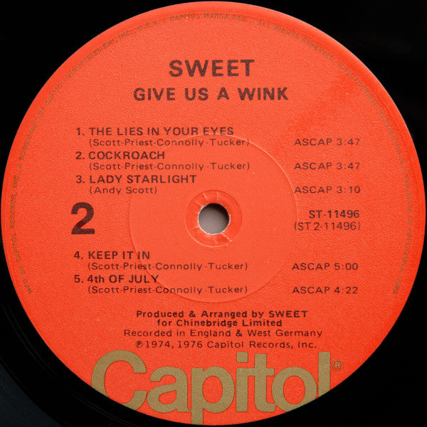 Sweet* : Give Us A Wink (LP, Album, Los)