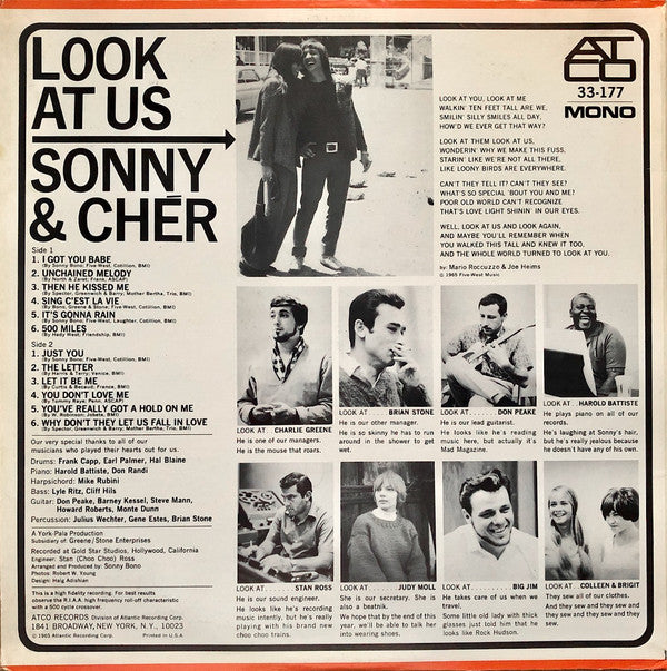 Sonny & Cher : Look At Us (LP, Album, Mono, Mon)