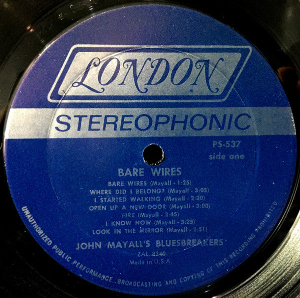 John Mayall's Bluesbreakers* : Bare Wires (LP, Album, Mon)