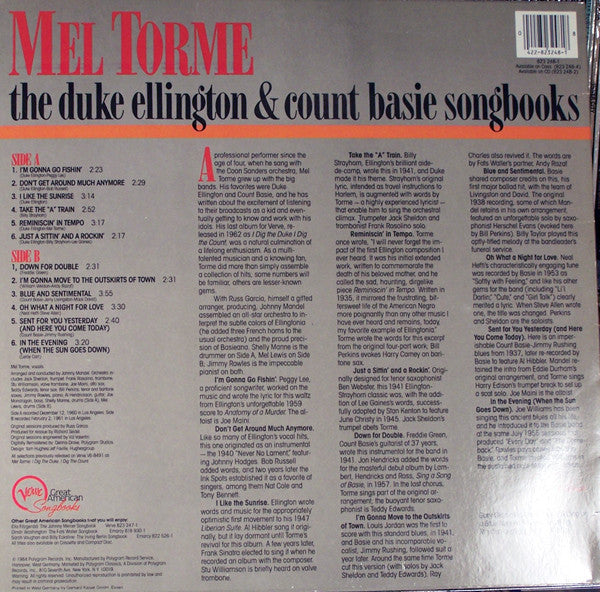Mel Torme* : The Duke Ellington & Count Basie Songbooks (LP, Album, RE, RM)