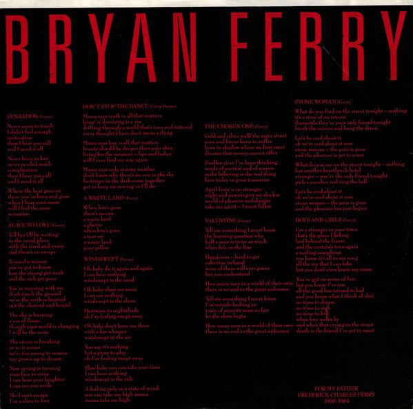 Bryan Ferry : Boys And Girls (LP, Album, Spe)