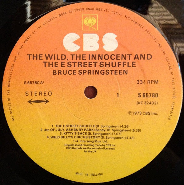 Bruce Springsteen : The Wild, The Innocent &  The E Street Shuffle (LP, Album, RE)