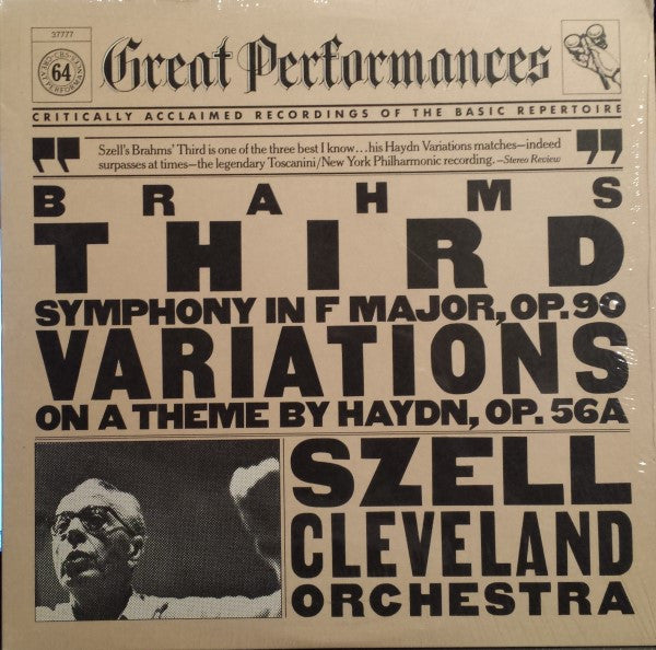 Brahms*, Cleveland Orchestra*, Szell* : Third Symphony In F major, Op. 90 / Variations On A Theme By Haydn, Op. 56A (LP, Album)