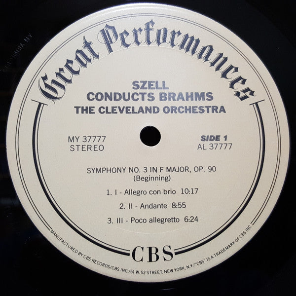 Brahms*, Cleveland Orchestra*, Szell* : Third Symphony In F major, Op. 90 / Variations On A Theme By Haydn, Op. 56A (LP, Album)