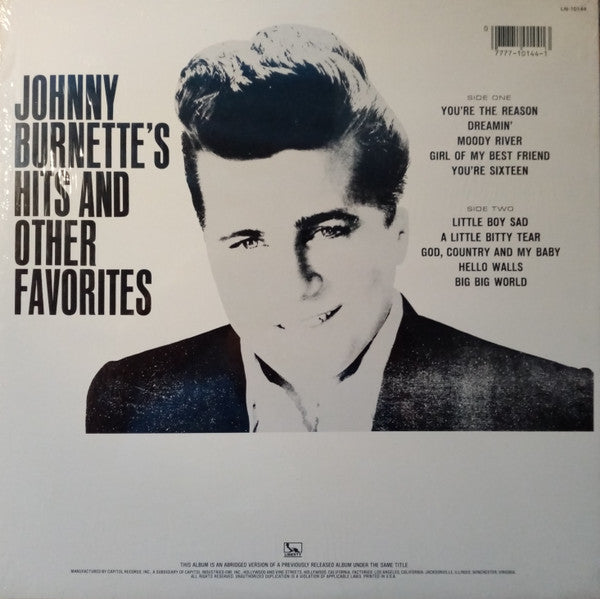 Johnny Burnette : Hits And Other Favorites (LP, Comp, RE)