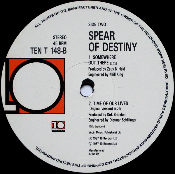 Spear Of Destiny : Strangers In Our Town (12", Single)