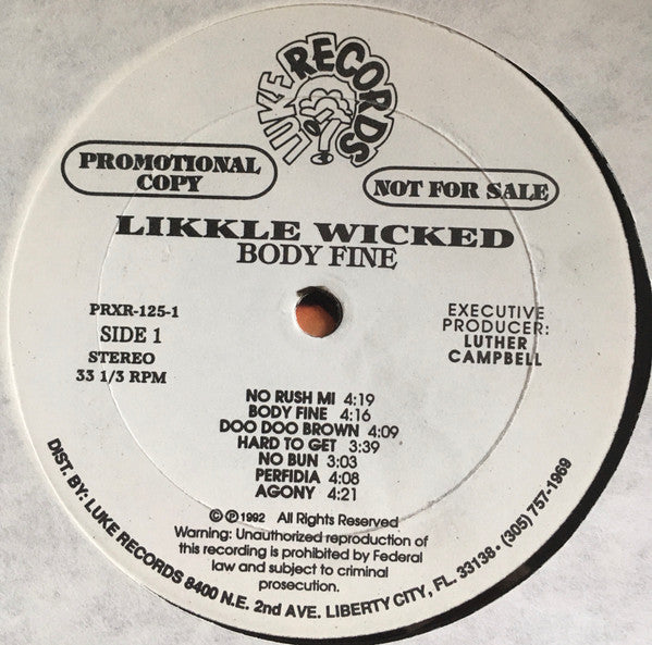 Likkle Wicked : Body Fine (LP, Promo)