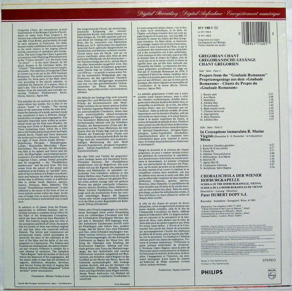 Choralschola Der Wiener Hofburgkapelle, Hubert Dopf : Gregorian Chant • Gregorianischer Choral (LP, Album)
