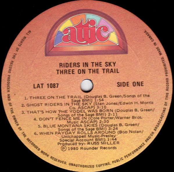 Riders In The Sky : Three On The Trail (LP, Album)