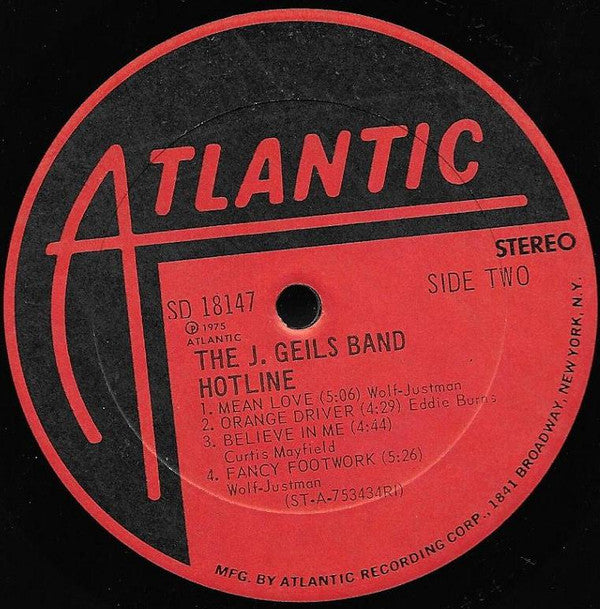 The J. Geils Band : Hotline (LP, Album, RI)