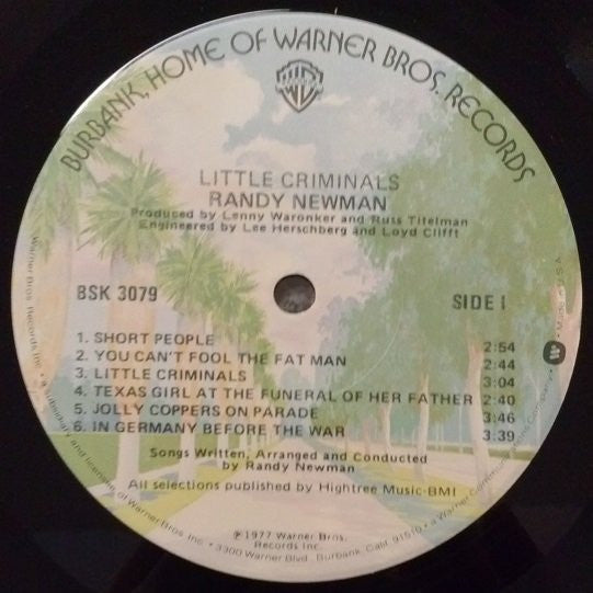 Randy Newman : Little Criminals (LP, Album, Jac)