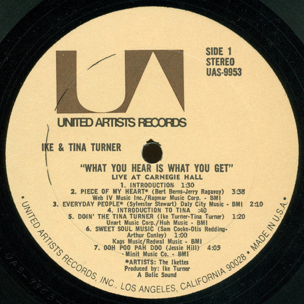 Ike & Tina Turner : "What You Hear Is What You Get" - Live At Carnegie Hall (2xLP, Res)