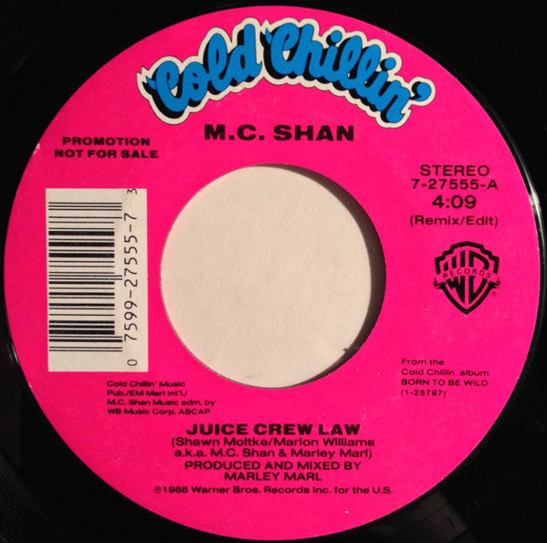 M.C. Shan* : Juice Crew Law (7", Single, Promo)