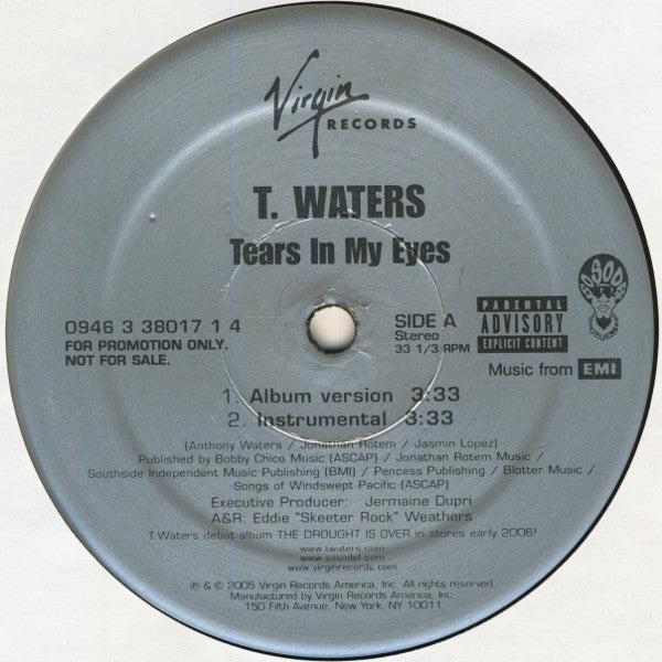 T. Waters : Tears In My Eyes (12", Promo)