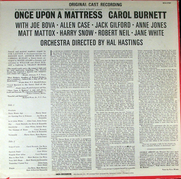Carol Burnett : Once Upon A Mattress (LP, Album, Mono, RE)
