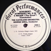 Schubert* / Szell*, The Cleveland Orchestra : Symphony No. 9 In C Major, "Great" (LP, Album, RM)