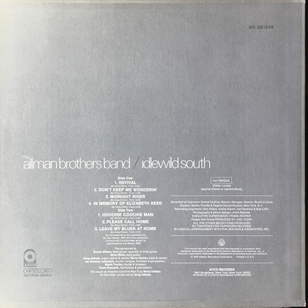 Allman Brothers Band* : Idlewild South (LP, Album, Ter)