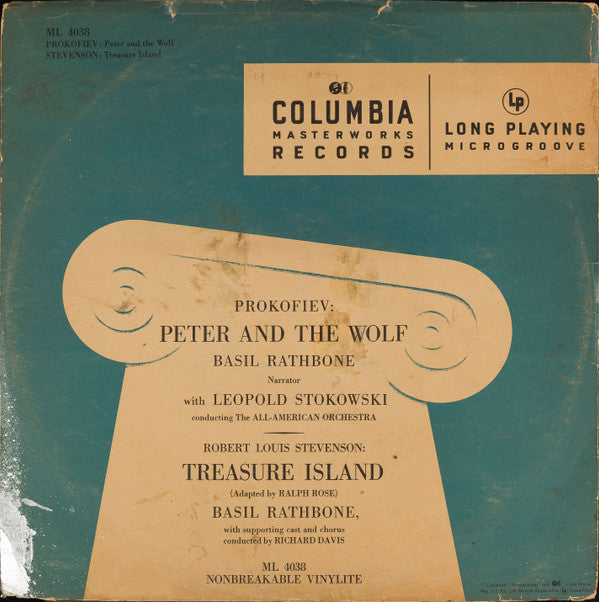 Prokofiev*, Basil Rathbone , Narrator, With Leopold Stokowski Conducting The All-American Orchestra* : Peter And The Wolf / Treasure Island (LP, Comp, Mono)