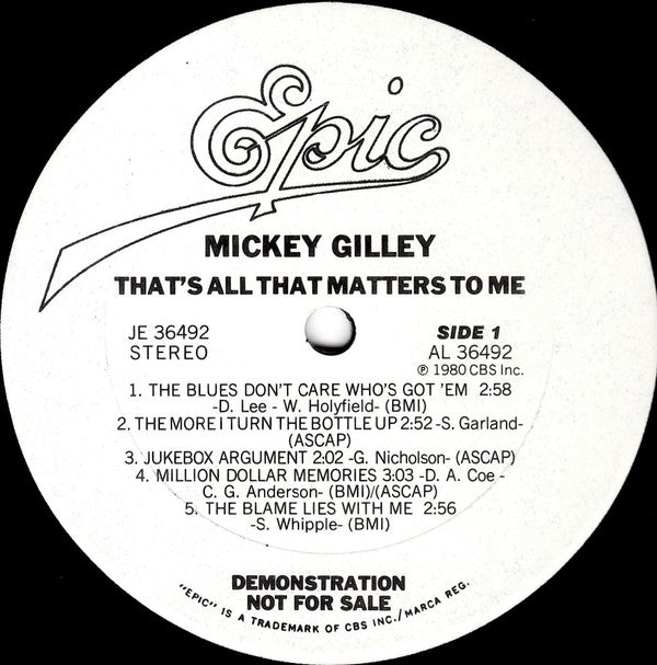 Mickey Gilley : That's All That Matters To Me (LP, Album, Promo)