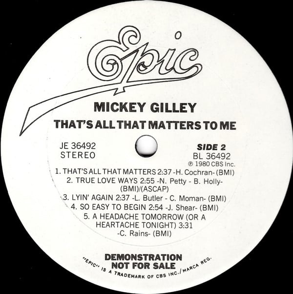 Mickey Gilley : That's All That Matters To Me (LP, Album, Promo)
