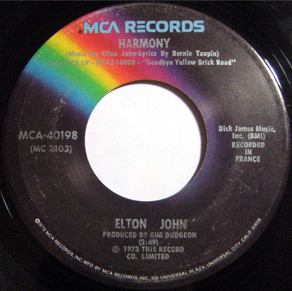 Elton John : Bennie And The Jets (7", Single, Glo)