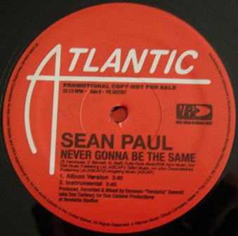 Sean Paul : (When You Gonna) Give It Up To Me / Never Gonna Be The Same (12", Promo)