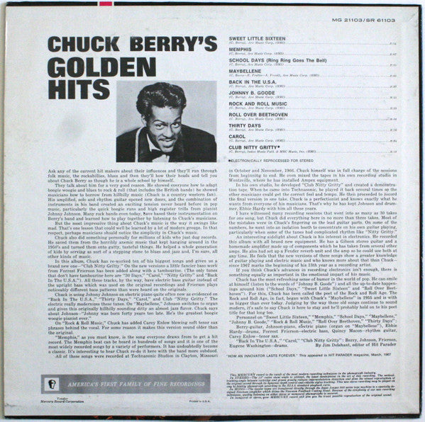 Chuck Berry : Chuck Berry's Golden Hits (LP, Club, RE, CRC)