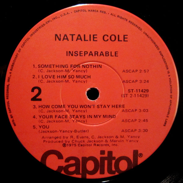 Natalie Cole : Inseparable (LP, Album, Win)