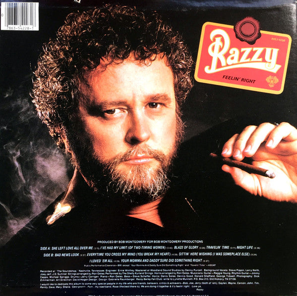 Razzy Bailey : Feelin' Right (LP, Album, Ind)